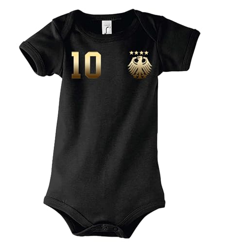 Kinder Baby Strampler Shirt Deutschland Wunschname + Nummer - Schwarz 18-24 Monate von NIMAMA