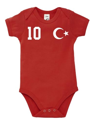 Kinder Baby Strampler Shirt Türkei Türkiye mit Wunschname + Nummer - Rot 12-18 Monate von NIMAMA