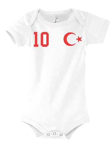 Kinder Baby Strampler Shirt Türkei Türkiye mit Wunschname + Nummer - Rot 6-12 Monate von NIMAMA