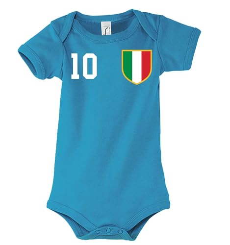 Kinder Baby Strampler Trikot Italien personalisiert mit Wunschname + Nummer - Blau 3-6 Monate von NIMAMA