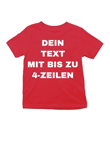 Kinder T-Shirt Bedrucken Lassen - Mit Wunschtext personalisiert - Als Geschenk für Jungen & Mädchen selbst gestalten - Rot 4 Jahre (96/104) von NIMAMA