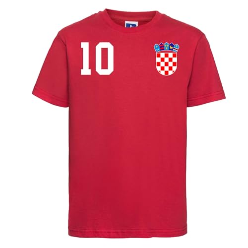 Kroatien Kinder T-Shirt Trikot Hrvatska mit Wunschname + Nummer - Rot 8 Jahre (118/128) von NIMAMA