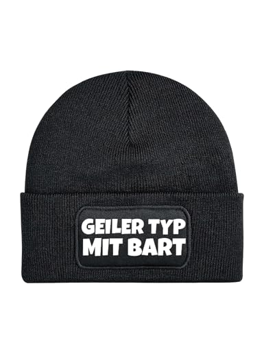 Mütze Beanie Geiler Typ mit Bart Wintermütze Statement Spruch Print Geschenk Unisex Strickmütze für Herren und Damen - Schwarz von NIMAMA