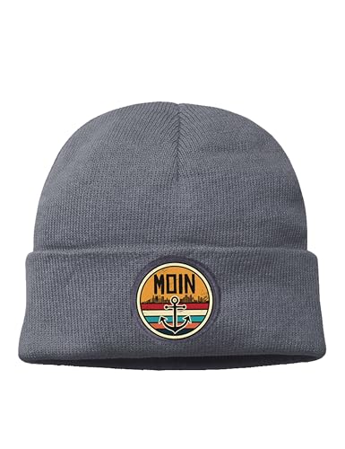 Mütze Beanie Moin Wintermütze Statement Spruch Print Geschenk Unisex Strickmütze für Herren & Damen - Grau von NIMAMA