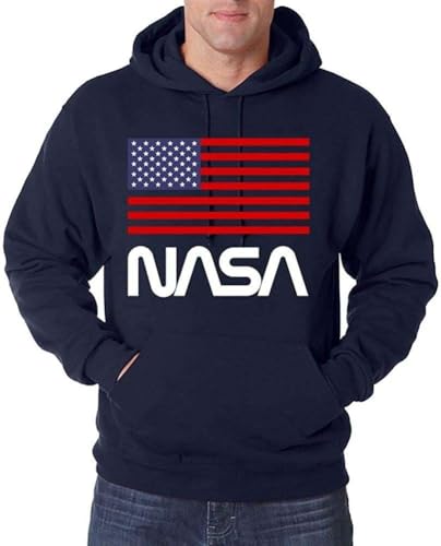 NASA USA Logo Herren Hoodie Pullover - Navyblau S von NIMAMA