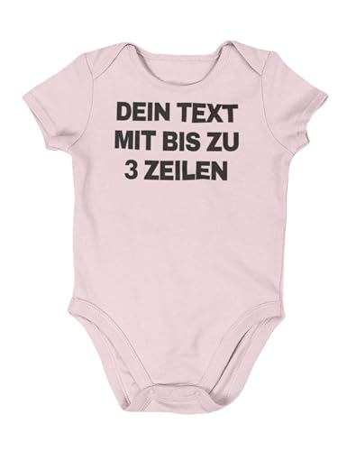 NIMAMA Baby Strampler Bedrucken Lassen - Unisex Bio-Baumwoll Body mit Wunschtext personalisiert - Individueller Strampler als Geschenk für Jungen und Mädchen selbst gestalten - Baby Rosa 6-12 Monate von NIMAMA