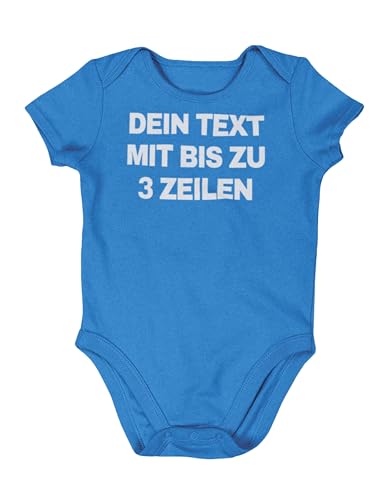 NIMAMA Baby Strampler Bedrucken Lassen - Unisex Bio-Baumwoll Body mit Wunschtext personalisiert - Individueller Strampler als Geschenk für Jungen und Mädchen selbst gestalten - Kobaltblau 0-3 Monate von NIMAMA