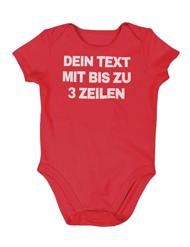 NIMAMA Baby Strampler Bedrucken Lassen - Unisex Bio-Baumwoll Body mit Wunschtext personalisiert - Individueller Strampler als Geschenk für Jungen und Mädchen selbst gestalten - Rot 6-12 Monate von NIMAMA