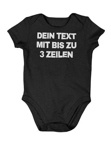 NIMAMA Baby Strampler Bedrucken Lassen - Unisex Bio-Baumwoll Body mit Wunschtext personalisiert - Individueller Strampler als Geschenk für Jungen und Mädchen selbst gestalten - Schwarz 6-12 Monate von NIMAMA