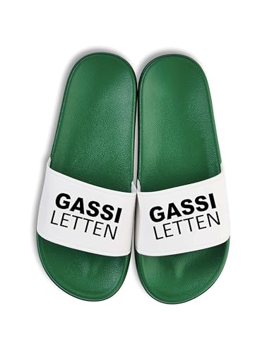 NIMAMA Gassi Letten Badelatschen - Statement Flip Flops Badeschuhe Unisex - Badesandalen & Hausschuhe für Damen & Herren mit lustigem Spruch - Grün/Weiss - 40/41 von NIMAMA