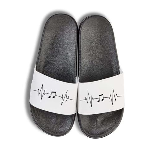 NIMAMA Heartbeat Musik Badelatschen Flip Flops Badeschuhe Unisex für Damen und Herren - Schwarz/Weiß - 44/45 von NIMAMA