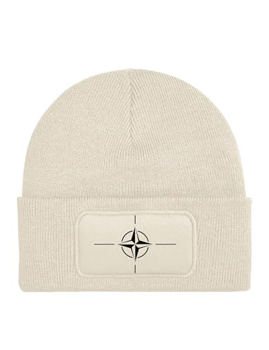 NIMAMA Kinder Mütze Beanie NATO Wintermütze Statement Spruch Print Geschenk Unisex Strickmütze für Jungen und Mädchen - Beige von NIMAMA
