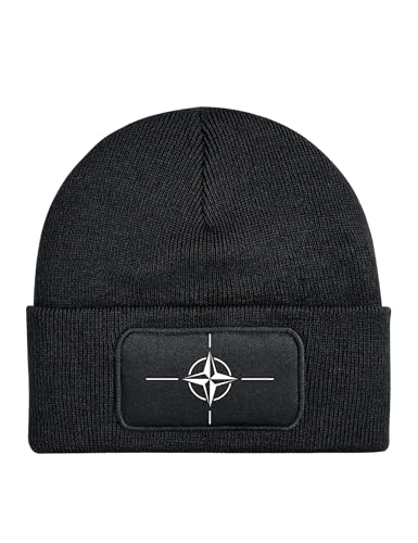 NIMAMA Kinder Mütze Beanie NATO Wintermütze Statement Spruch Print Geschenk Unisex Strickmütze für Jungen und Mädchen - Schwarz von NIMAMA