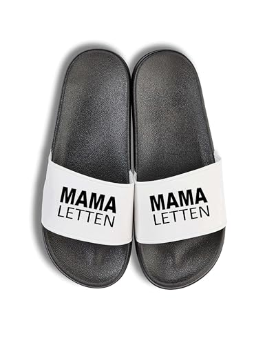 NIMAMA Mama Letten Damen Badelatschen Flip Flops - Badeschuhe für Frauen - Mutter Badesandalen & Hausschuhe - Schwarz/Weiß - 40/41 von NIMAMA