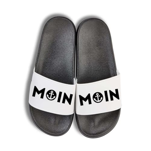 NIMAMA Moin 2 Anker Badelatschen Flip Flops Badeschuhe Unisex für Damen und Herren - Schwarz/Weiß - 36/37 von NIMAMA