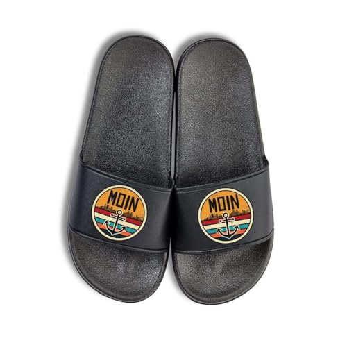 NIMAMA Moin Anker Badelatschen Flip Flops Badeschuhe Unisex für Damen und Herren - Schwarz/Schwarz - 38/39 von NIMAMA