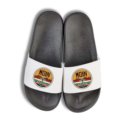 NIMAMA Moin Anker Badelatschen Flip Flops Badeschuhe Unisex für Damen und Herren - Schwarz/Weiß - 44/45 von NIMAMA