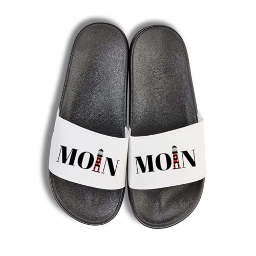NIMAMA Moin Leuchtturm Badelatschen Flip Flops Badeschuhe Unisex für Damen und Herren - Schwarz/Weiß - 44/45 von NIMAMA