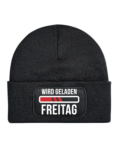 NIMAMA Mütze Beanie Freitag Wird Geladen Wintermütze Statement Spruch Print Geschenk Unisex Strickmütze für Herren & Damen - Schwarz von NIMAMA