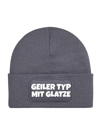 NIMAMA Mütze Beanie Geiler Typ mit Glatze Wintermütze Statement Spruch Print Geschenk Unisex Strickmütze für Herren und Damen - Dunkelgrau von NIMAMA