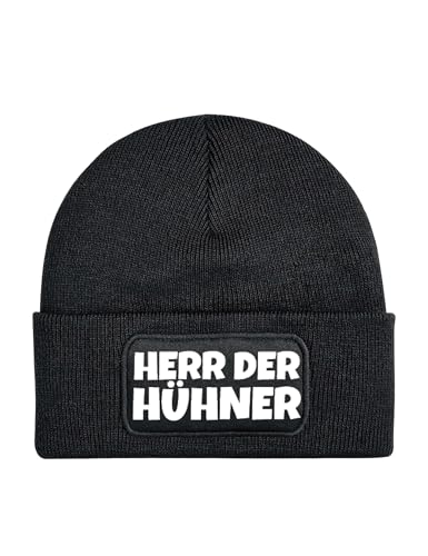 NIMAMA Mütze Beanie Herr Der Hühner Wintermütze Statement Spruch Print Geschenk Unisex Strickmütze für Herren - Schwarz von NIMAMA