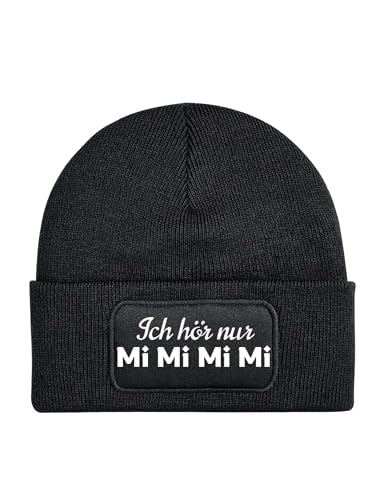 NIMAMA Mütze Beanie MiMiMiMi Wintermütze Statement Spruch Print Geschenk Unisex Strickmütze für Herren und Damen - Schwarz von NIMAMA