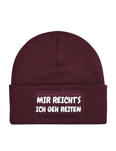 NIMAMA Mütze Beanie Mir REICHTS Ich GEH Reiten Wintermütze Statement Spruch Print Geschenk Unisex Strickmütze für Herren und Damen - Burgund von NIMAMA