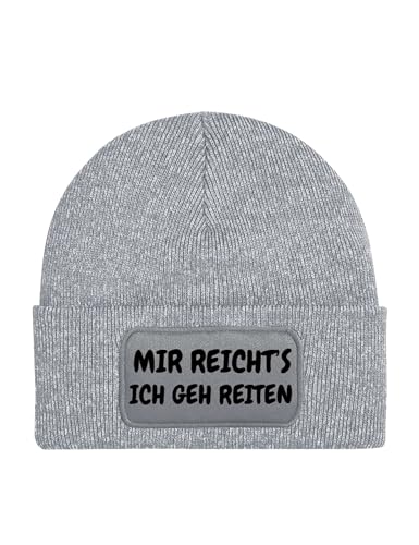 NIMAMA Mütze Beanie Mir REICHTS Ich GEH Reiten Wintermütze Statement Spruch Print Geschenk Unisex Strickmütze für Herren und Damen - Graumeliert von NIMAMA