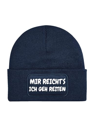 NIMAMA Mütze Beanie Mir REICHTS Ich GEH Reiten Wintermütze Statement Spruch Print Geschenk Unisex Strickmütze für Herren und Damen - Navyblau von NIMAMA