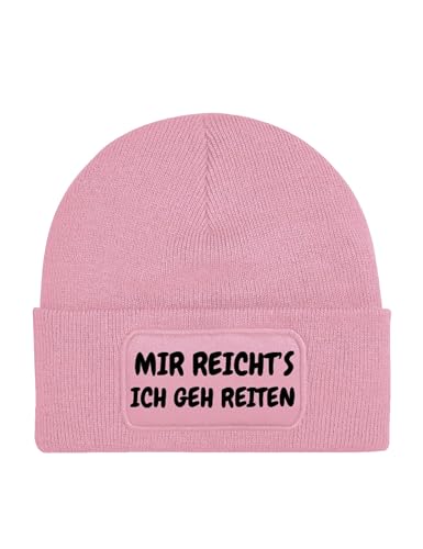 Mütze Beanie Mir REICHTS Ich GEH Reiten Wintermütze Statement Spruch Print Geschenk Unisex Strickmütze für Herren und Damen - Rosa von NIMAMA
