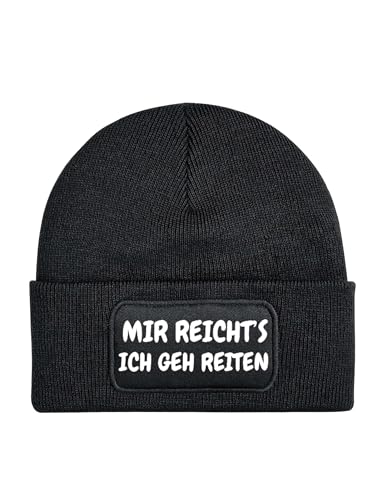 NIMAMA Mütze Beanie Mir REICHTS Ich GEH Reiten Wintermütze Statement Spruch Print Geschenk Unisex Strickmütze für Herren und Damen - Schwarz von NIMAMA