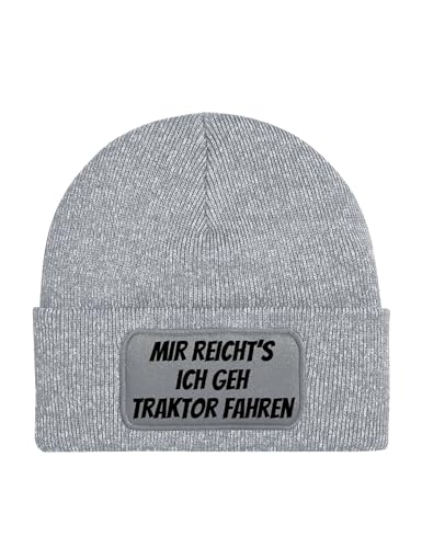 NIMAMA Mütze Beanie Traktor Fahren Wintermütze Statement Spruch Print Geschenk Unisex Strickmütze für Herren und Damen - Graumeliert von NIMAMA