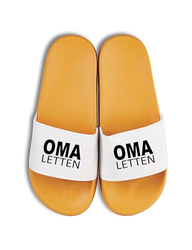 NIMAMA Oma Letten Damen Badelatschen Flip Flops - Badeschuhe für Frauen - Omi Badesandalen & Hausschuhe - Gelb/Weiß - 40/41 von NIMAMA