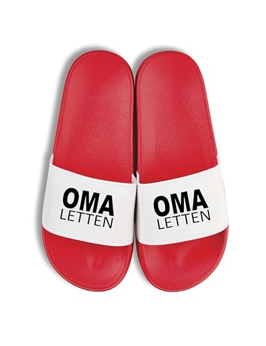 NIMAMA Oma Letten Damen Badelatschen Flip Flops - Badeschuhe für Frauen - Omi Badesandalen & Hausschuhe - Rot/Weiß - 40/41 von NIMAMA