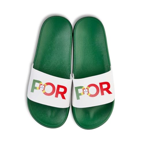 NIMAMA Portugal Unisex Badelatschen Flip Flops Badeschuhe mit EM Logo Flagge für Damen und Herren - Grün/Weiß 38/39 von NIMAMA