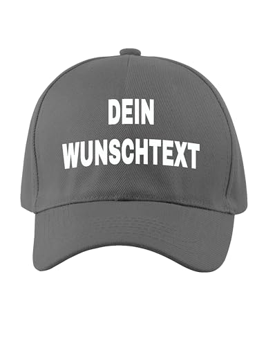 NIMAMA Unisex Kinder Cap Bedrucken Lassen - Mit Wunschtext personalisiert - Individuell als Geschenk für Jungen und Mädchen selbst gestalten - Grau von NIMAMA