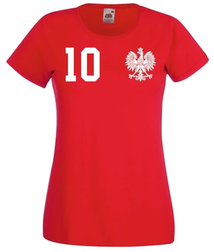Polen Damen T-Shirt Trikot Polska Trikot Personalisiert mit Wunschname + Nummer - Rot XL von NIMAMA