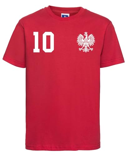 Polen Kinder T-Shirt Polska Trikot Personalisiert mit Wunschname + Nummer - Rot 8 Jahre (118/128) von NIMAMA