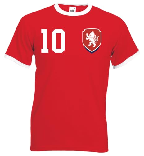 Tschechien Herren T-Shirt Trikot Personalisiert mit Wunschname + Nummer - Rot M von NIMAMA