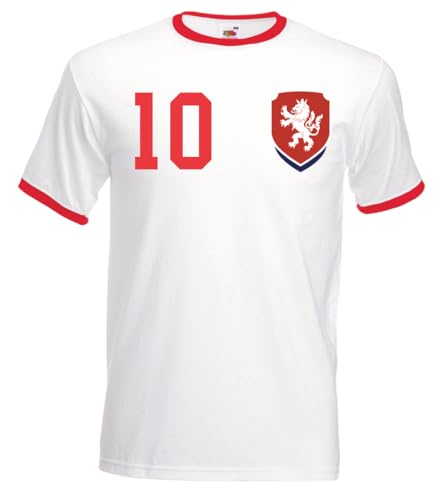 Tschechien Herren T-Shirt Trikot Personalisiert mit Wunschname + Nummer - Weiß XXL von NIMAMA