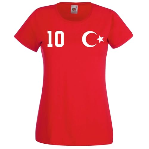 Türkei Damen T-Shirt Türkiye Trikot Personalisiert mit Wunschname + Nummer - Rot S von NIMAMA