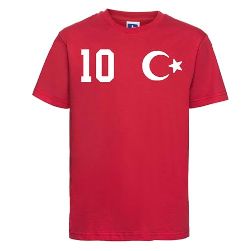 Türkei Kinder T-Shirt Türkiye Trikot Personalisiert mit Wunschname + Nummer - Rot 4 Jahre (96/104) von NIMAMA
