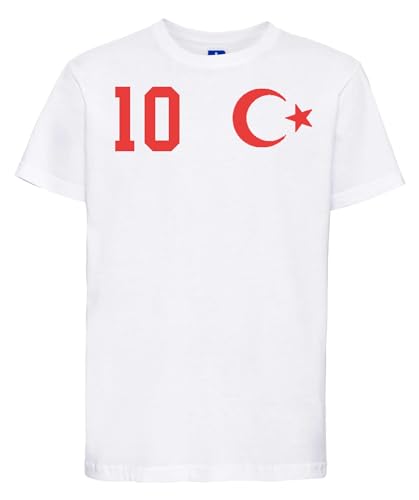 Türkei Kinder T-Shirt Türkiye Trikot Personalisiert mit Wunschname + Nummer - Weiß 4 Jahre (96/104) von NIMAMA