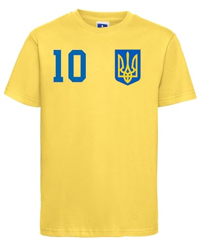 Ukraine Kinder T-Shirt Trikot Personalisiert mit Wunschname + Nummer - Gelb 12 Jahre (142/152) von NIMAMA