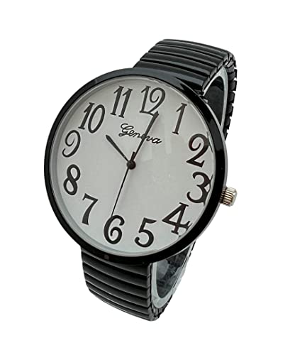 NIMI Super großes Zifferblatt Stretch Armband Uhr (schwarz) von NIMI