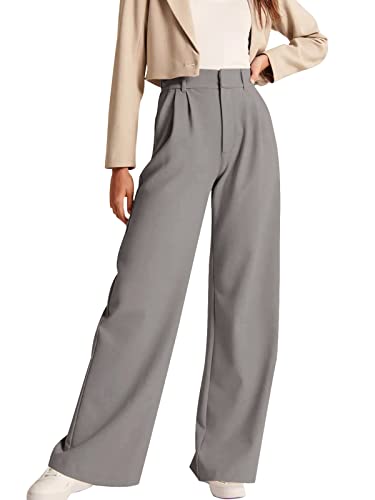 NIMIN Hohe Taille Arbeitshose für Frauen Business Casual Büro Kleid Hose Hose mit Taschen 2023, GRAU, Groß von NIMIN