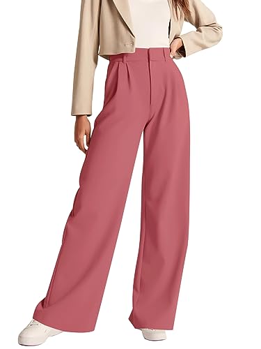 NIMIN Hohe Taille Arbeitshose für Frauen Business Casual Büro Kleid Hose Hose mit Taschen 2023, Pink, X-Groß von NIMIN