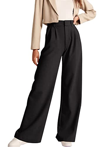 NIMIN Hohe Taille Arbeitshose für Frauen Business Casual Büro Kleid Hose Hose mit Taschen 2023, Schwarz, Groß von NIMIN