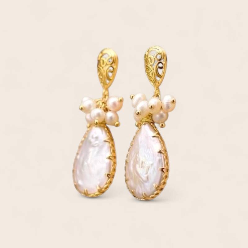 Extravagante Ohrstecker Mit Perlen Aus 925 Silber Vergoldet von NINASIAjewelry