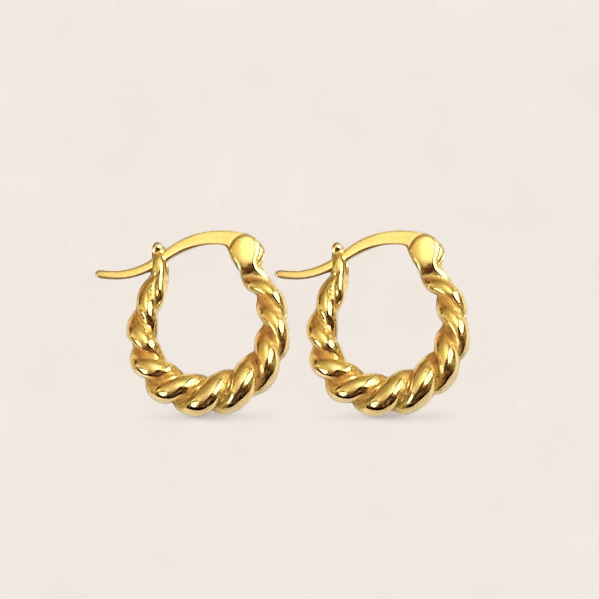 Mini Twisted Croissant U-Förmige Creolen Minimalistisch, Aus 925Er Silber 14K Vergoldet von NINASIAjewelry